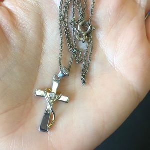 Sterling Silver & Gold Plated Cross Necklace